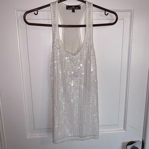 white sequin tank top